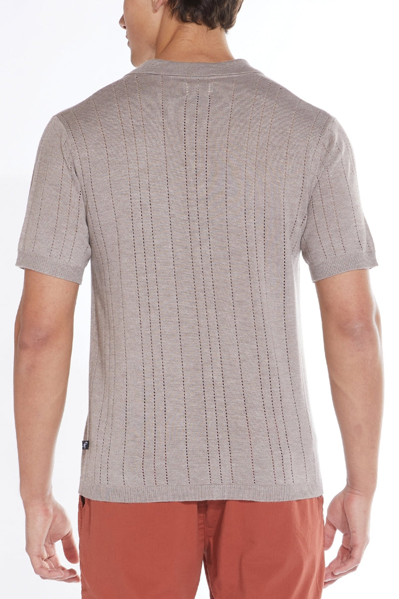 Wholesale,Civil Society, Civil Society Heather Khaki Jersey Sweater Knit Shirt, Brown, Large-44-TagL