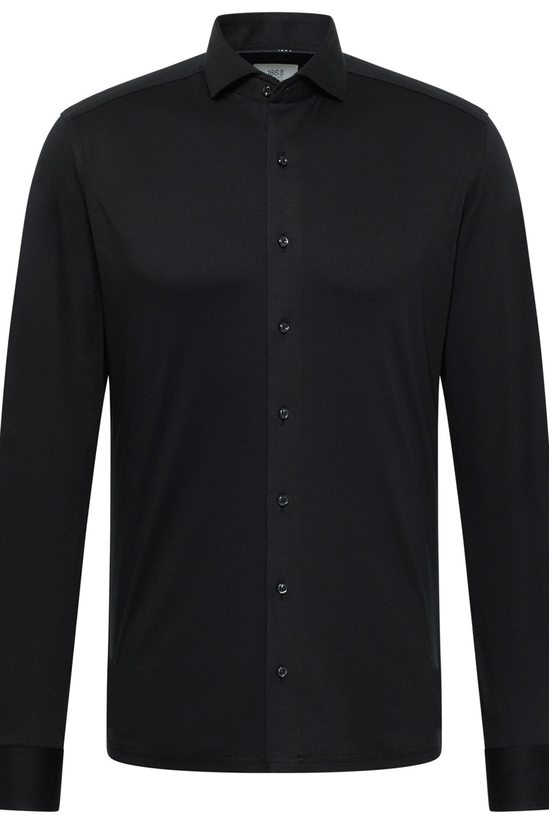 Wholesale,Eterna, 1863 by Eterna Black Jersey Knit Slim Fit Shirt, Black, Small-40-Tag15Small-43-Tag15.5Large-45-Tag16Large-48-Tag17Extra Large Size|Large-48-Tag17