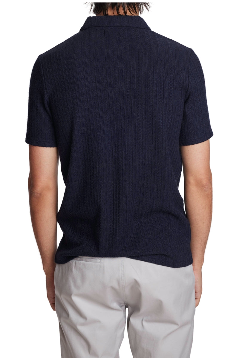 Wholesale,Paisley & Gray, Paisley & Gray Navy Pointelle Polo Shirt, Blue, Medium-40-TagM