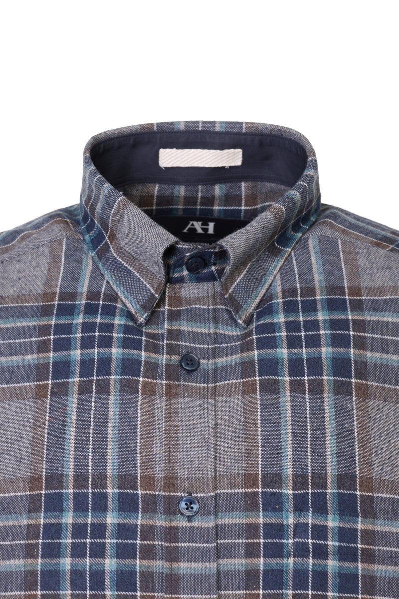 Wholesale,American Heritage, American Heritage Brown Multi Melange  Brushed Flannel Shirt, Brown, Medium-44-TagMLarge-47-TagLExtra Large-49-TagXL