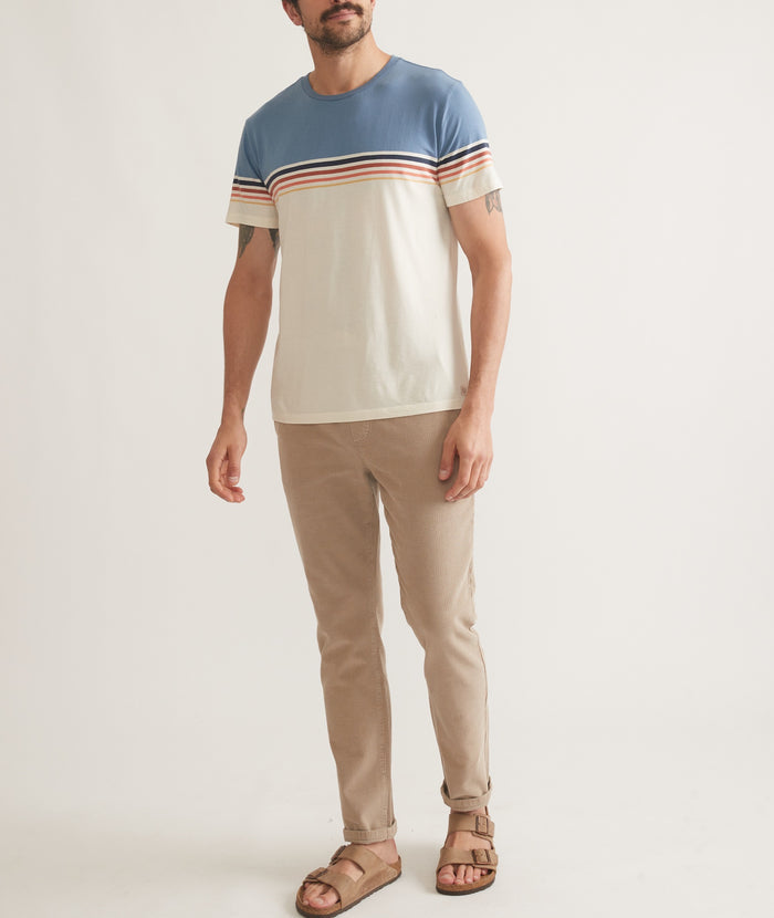 Marine Layer Cream/Blue Striped Crewneck Tee