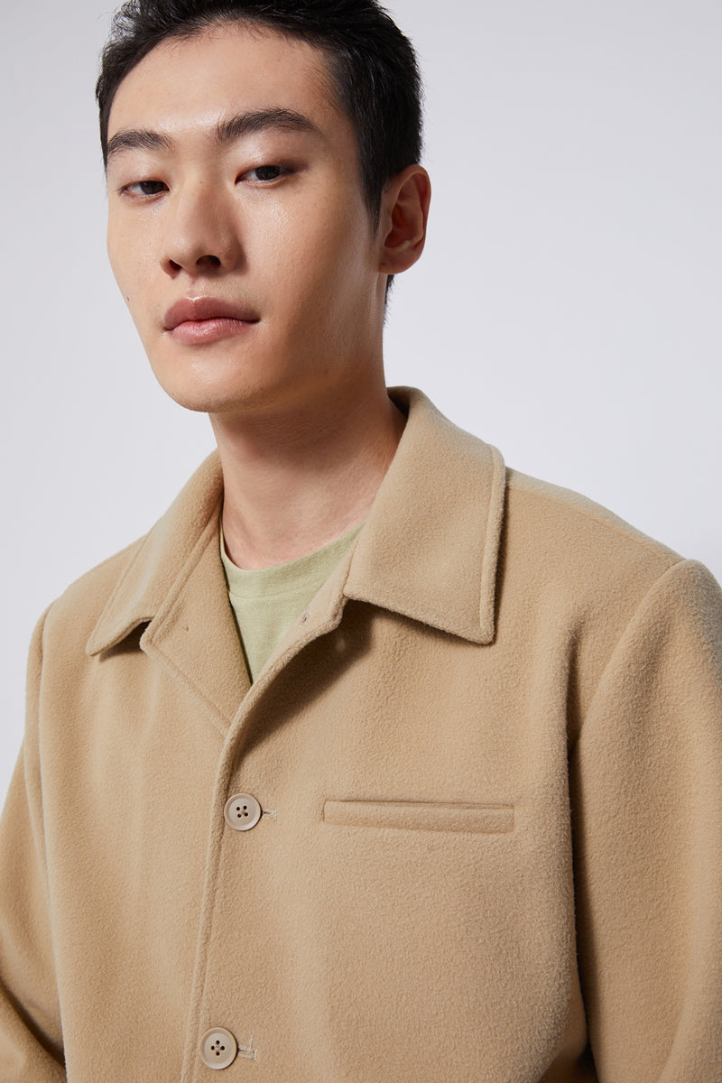 Direct From Brand,FYNE, FYNE Khaki Brushed Water-repellent Fleece Jacket, Tan, Extra Large-48-TagXL