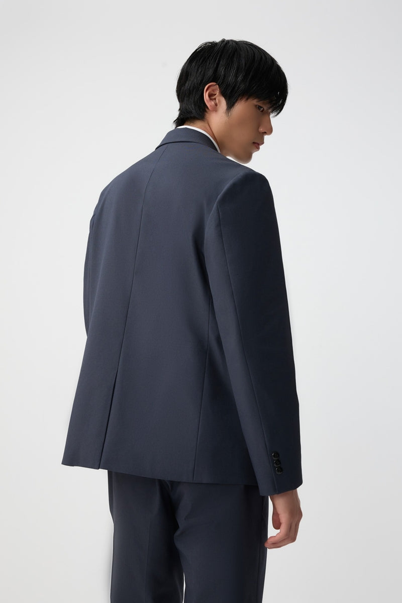 Direct From Brand,FYNE, FYNE Dark Blue Striped Water-Repellent Blazer, Blue, Large-43-TagL