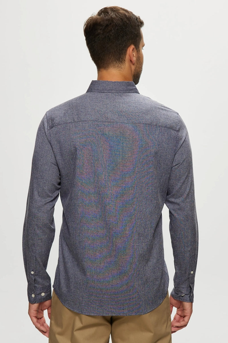 Faire,Julian & Mark, Julian & Mark Indigo Crosshatch Pattern Stretch Shirt, Blue, Extra Large-48-TagXL