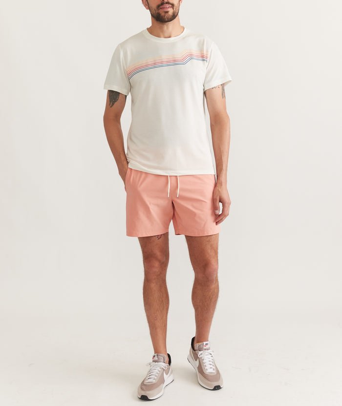 Marine Layer White Sunset Stripe Air Crew Graphic Tee