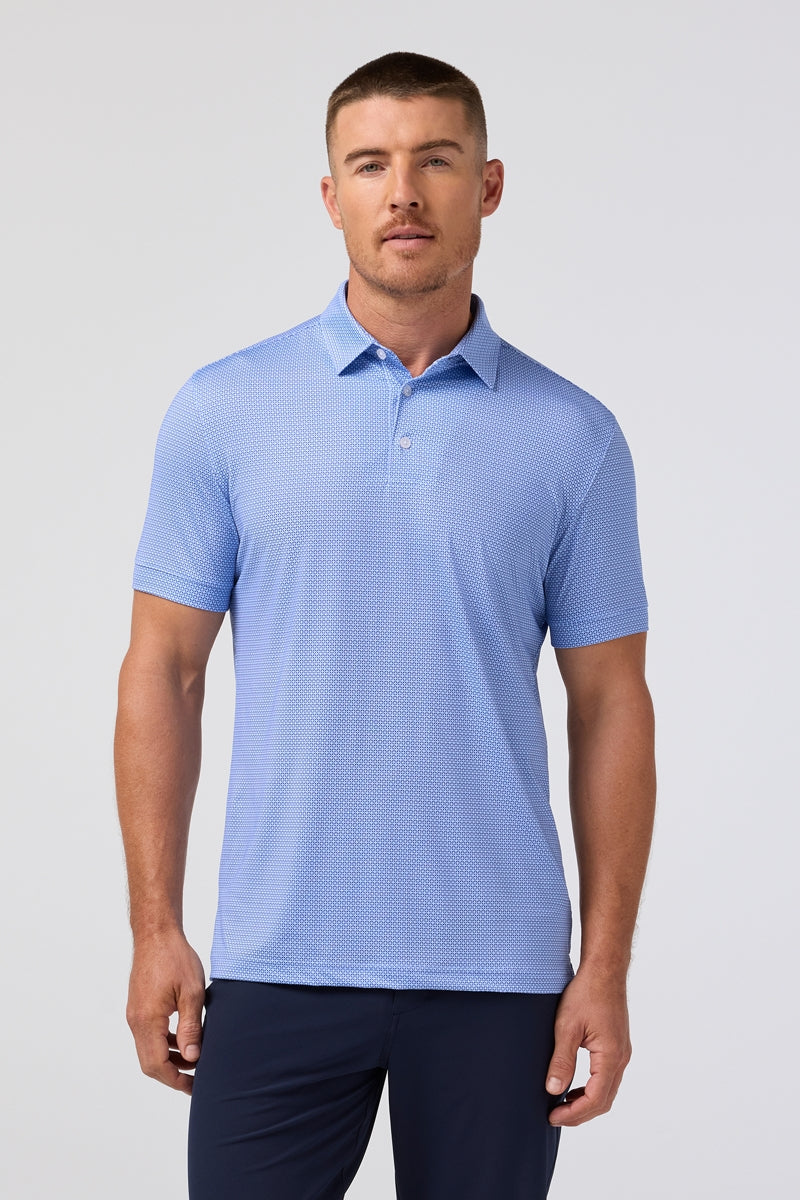 Wholesale,Mizzen + Main, Mizzen + Main Blue Tile Dot Performance Trim Fit Polo, Blue, Small-40-TagSMedium-42-TagMLarge-45-TagLExtra Large-48-TagXL