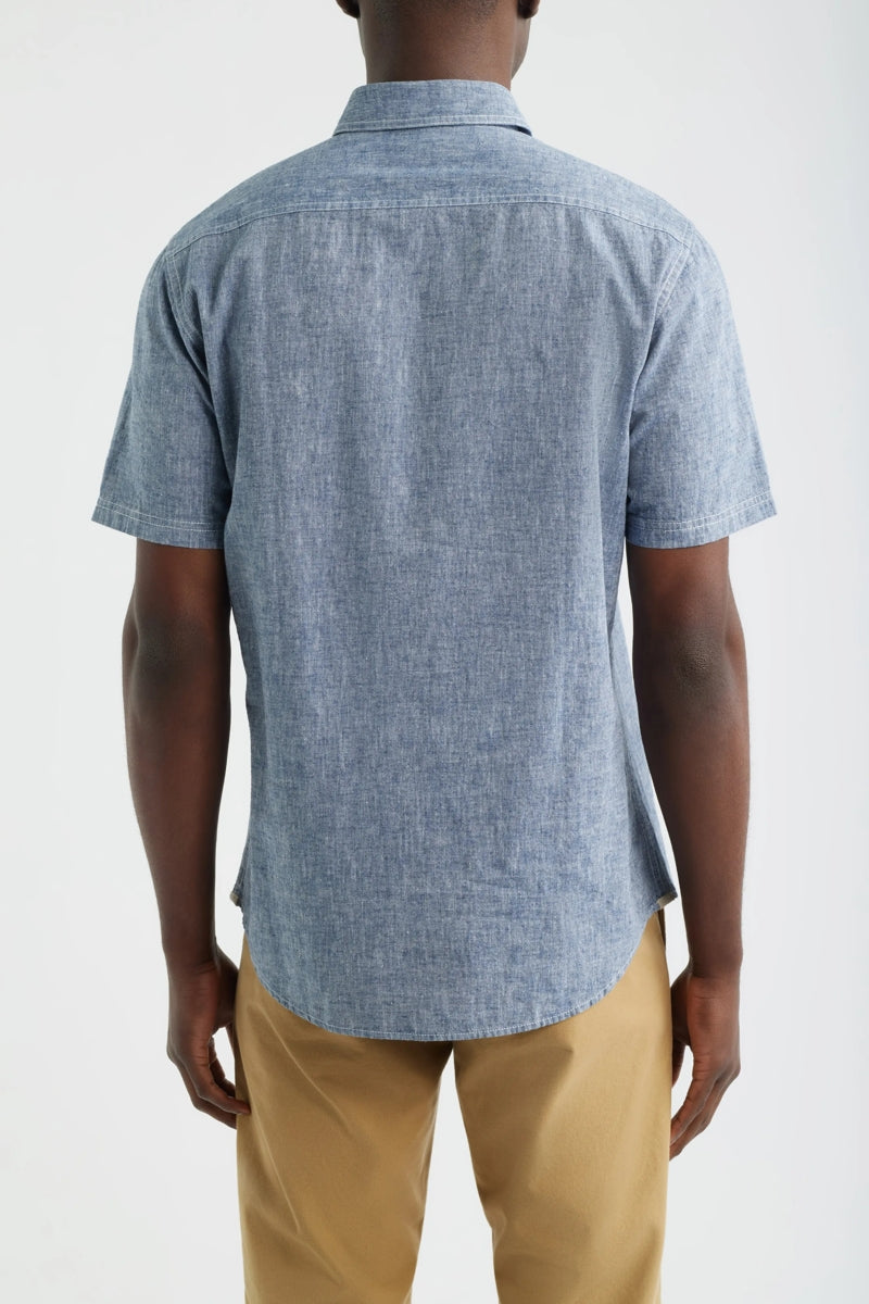 Wholesale,James Campbell, James Campbell Navy Cotton/Linen Blend Shirt, Blue, Extra Extra Large-53-TagXXL