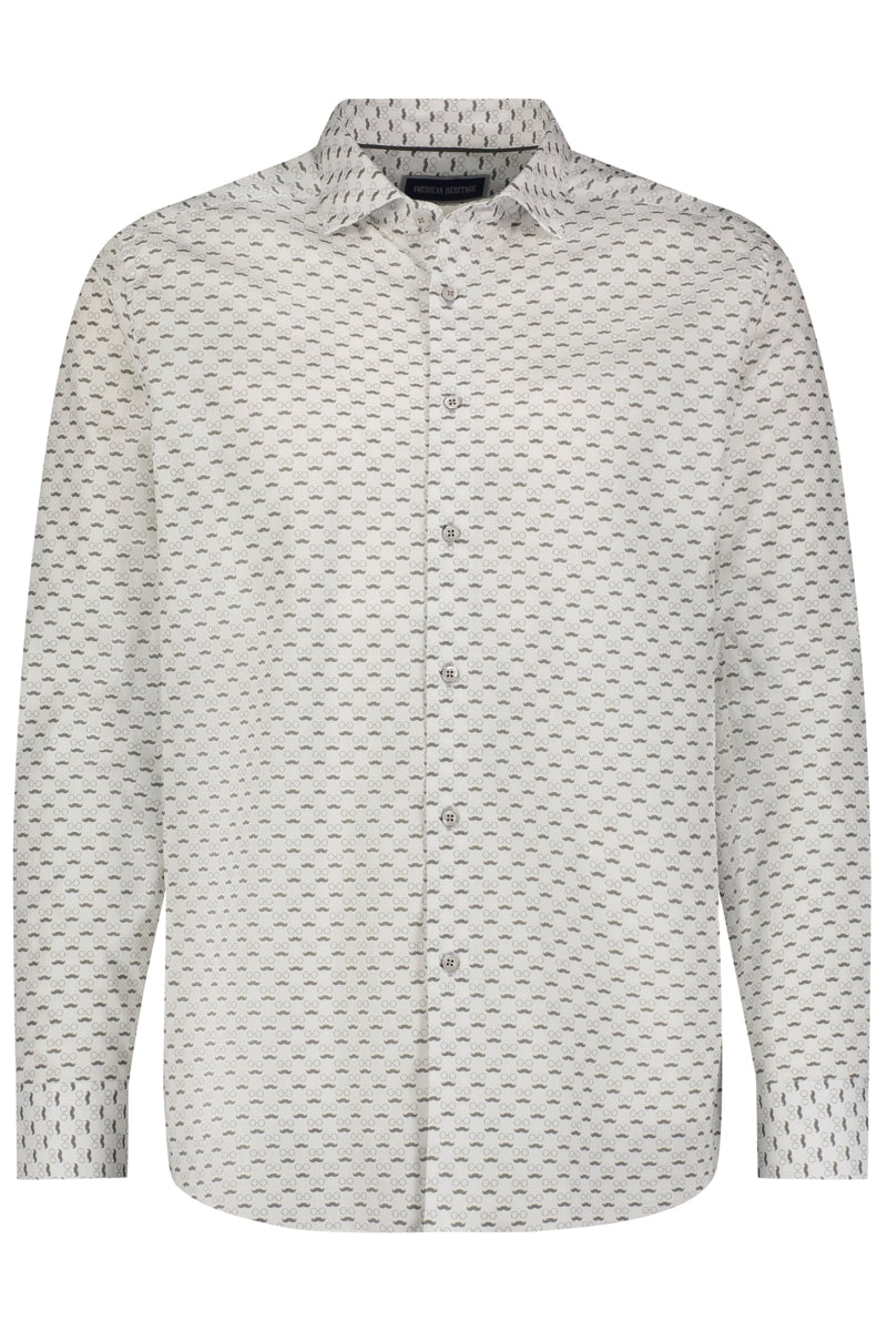 Wholesale,American Heritage, American Heritage White Eyeglasses & Mustaches Print Shirt, White, Small-42-TagSMedium-44-TagMLarge-46-TagLExtra Large-50-TagXLExtra Extra Large-52-TagXXL