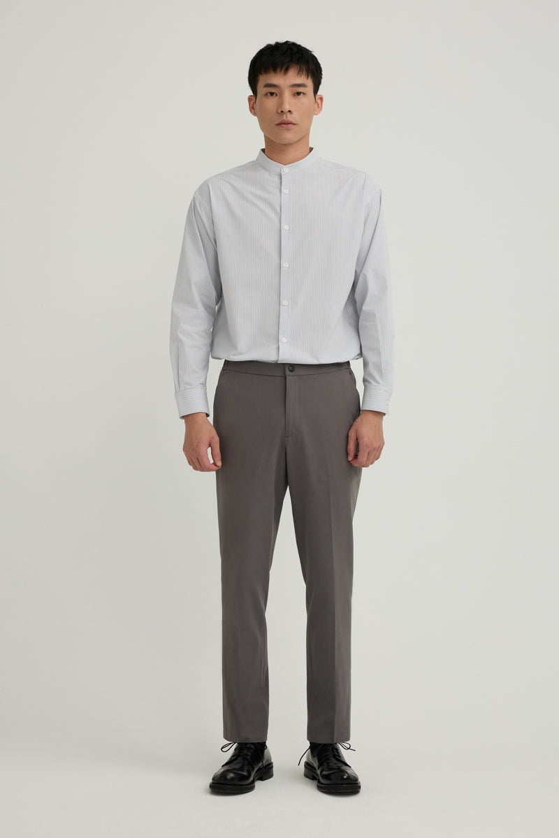 Direct From Brand,FYNE, FYNE Light Blue/White Stripe Stand Collar Moisture Absorption Shirt, Blue, Medium-44-TagMLarge-46-TagL