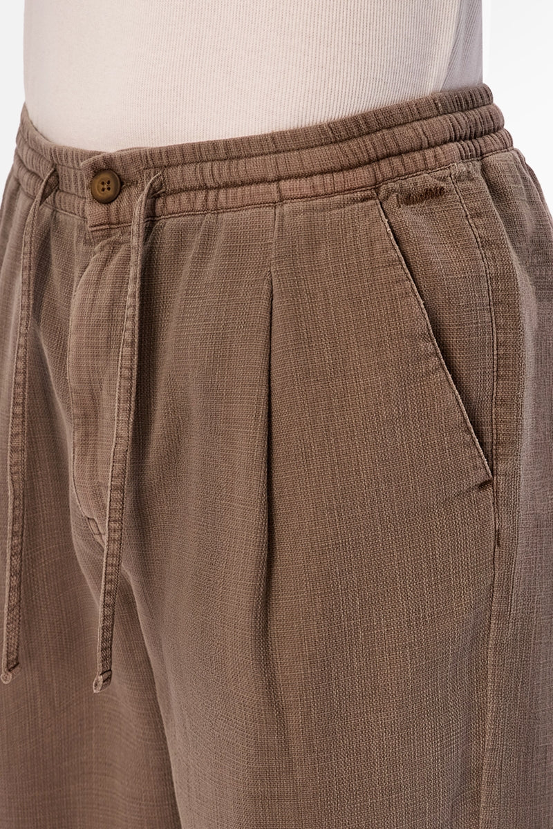 Wholesale,INDUSTRIE AUSTRALIA, INDUSTRIE AUSTRALIA Cappuccino Textured Relaxed Fit Pleated Pants, Brown, 38W-32L-TagXXL