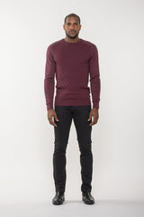 Luchiano Visconti Burgundy Hourglass Crew Neck Sweater