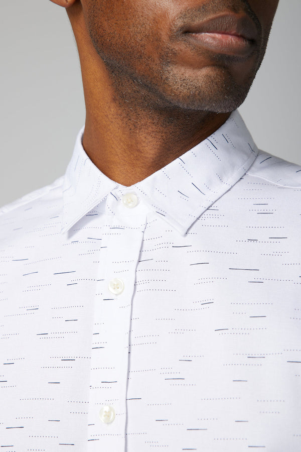 Julian & Mark White All Over Geo Print Short Sleeve Shirt