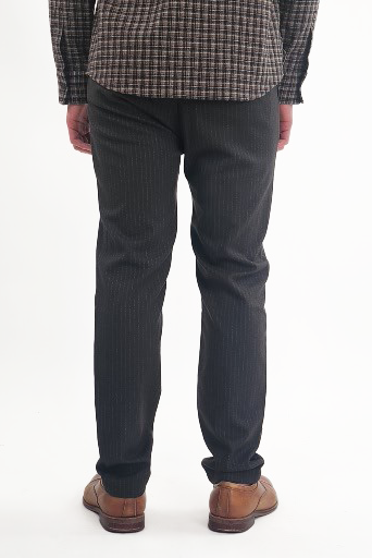 Jakamen Brown Pinstripe Drawstring Flannel Pant