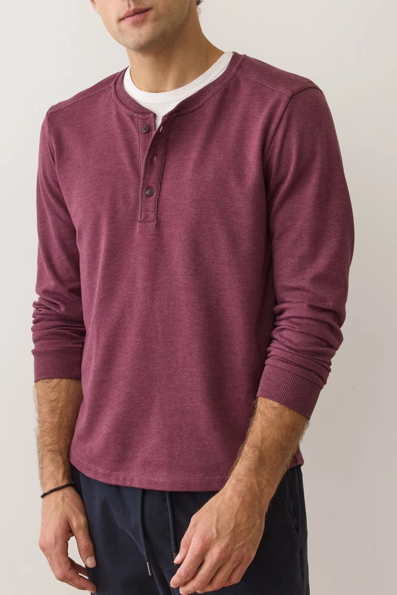 Wholesale,Marine Layer, Marine Layer Fig Stretch Henley, Purple, Small-41-TagSMedium-44-TagMLarge-47-TagLExtra Large-50-TagXLExtra Extra Large-52-TagXXL