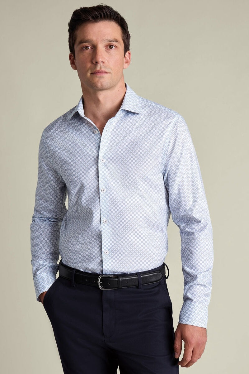 Wholesale,Charles Tyrwhitt, Charles Tyrwhitt Dark Blue Stretch Decorative Print Shirt, Blue, Small-40-Tag15Medium-44-Tag16Extra Large-48-Tag17