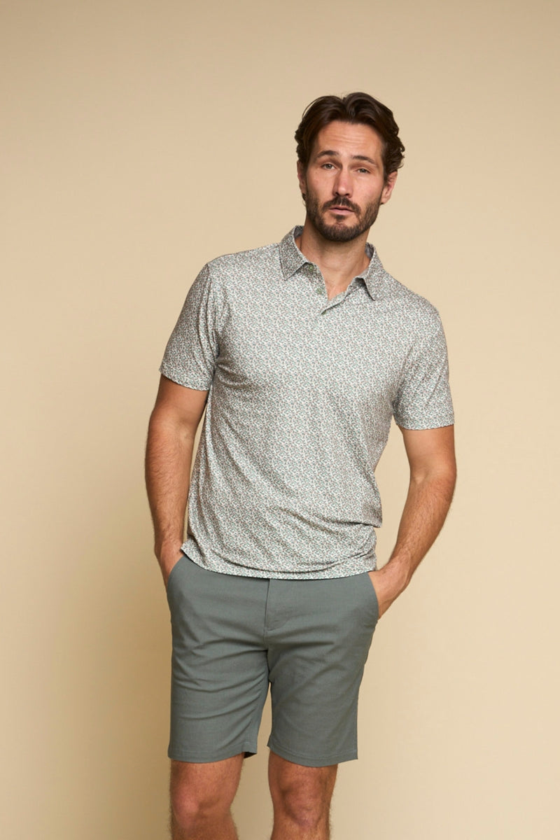 Wholesale,Fundamental Coast, Fundamental Coast Green/Tan Geo Pixels Print Polo, Green, Small-40-TagSMedium-42-TagMLarge-45-TagLExtra Large-48-TagXL