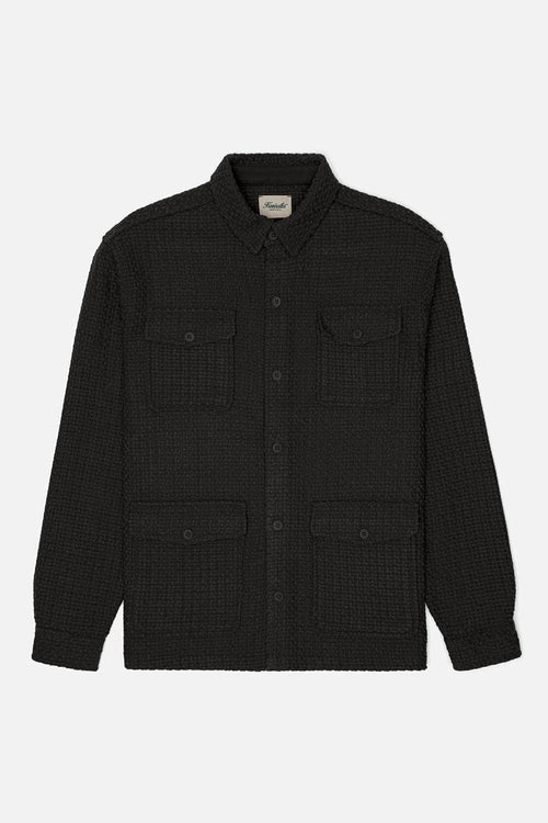 Kuwalla Black Basket Jacquard Weave 4 Pocket Shacket