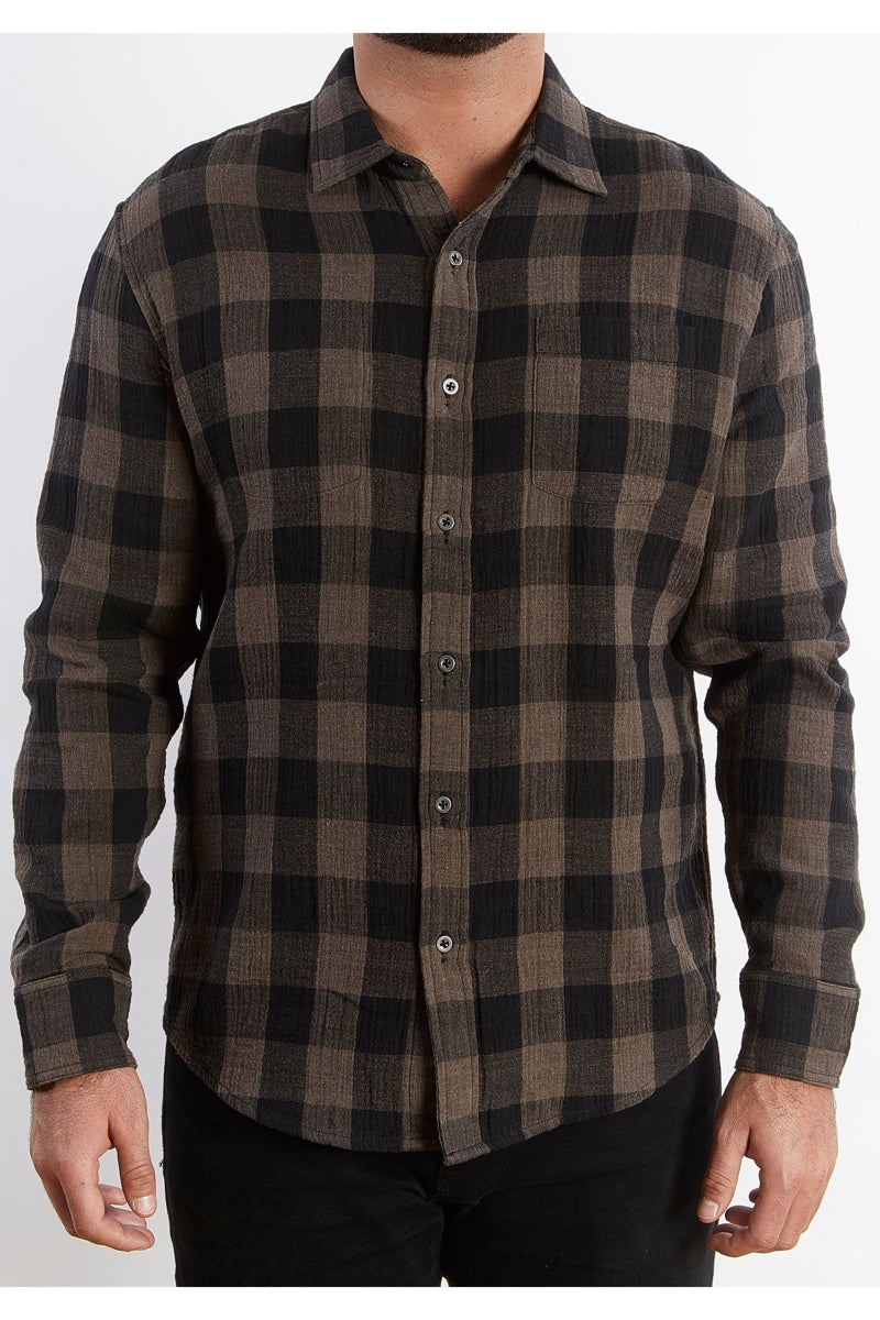 Wholesale,Nicoby Age of Wisdom, Nicoby Age of Wisdom Brown Gingham Reversible Buffalo Plaid Shirt, Brown, Small-42-TagSMedium-44-TagMSmall-40-TagMLarge-46-TagLMedium-42-TagLExtra Large-48-TagXLLarge-44-TagXLExtra Extra Large-50-TagXXL