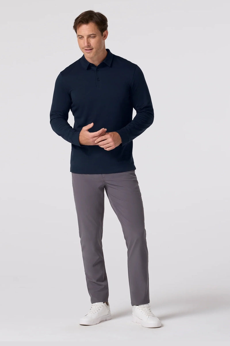 Wholesale,Mizzen + Main, Mizzen + Main Navy Trim Long Sleeve Polo, Blue, Large-46-TagL