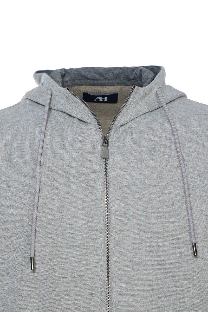 Wholesale,American Heritage, American Heritage Grey Pin Dot Jacquard Stripe Hoodie, Grey, Extra Extra Large-50-TagXXL
