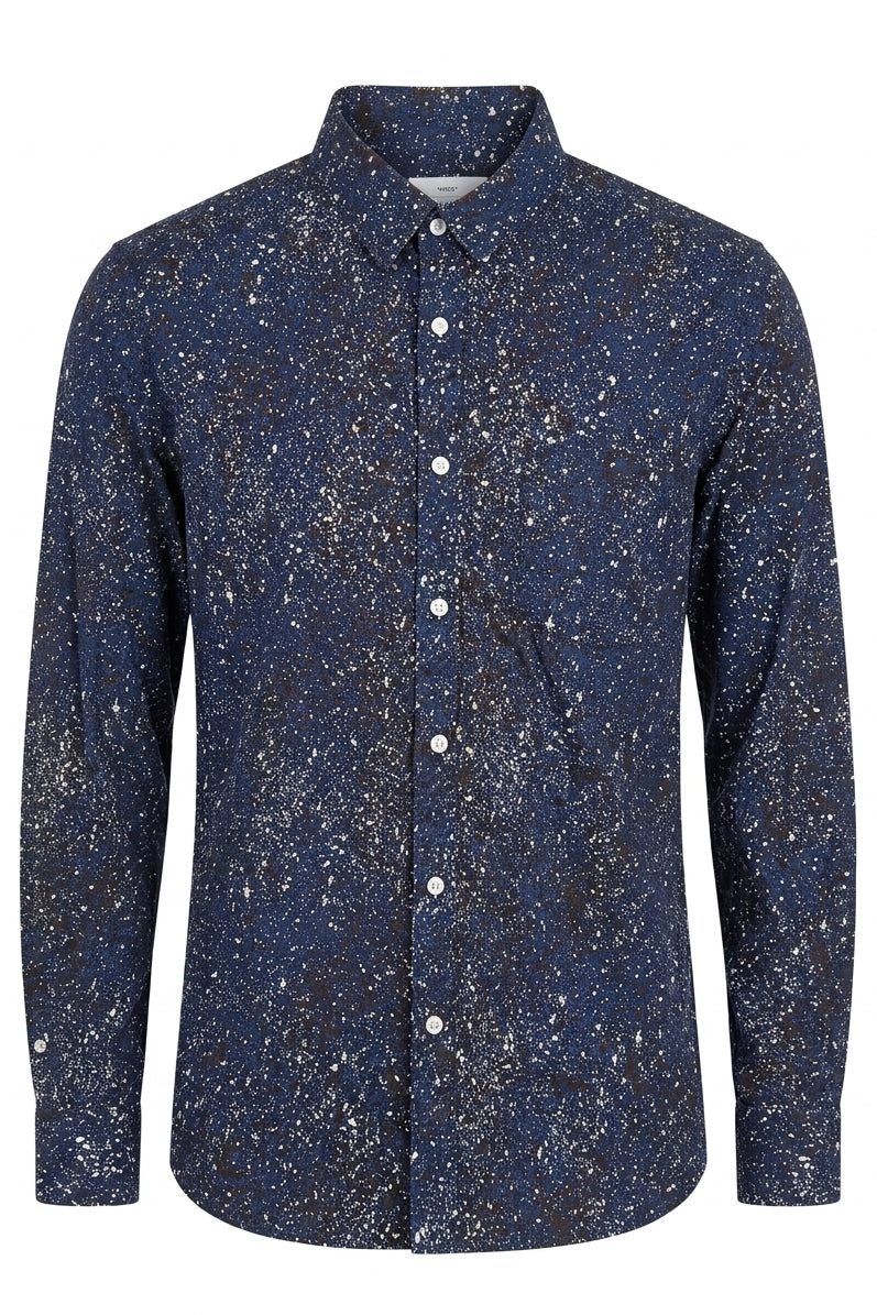 Wholesale,Saturdays NYC, Saturdays NYC Navy Paint Splatter Print Button Up Shirt, Blue, Large-43-TagL
