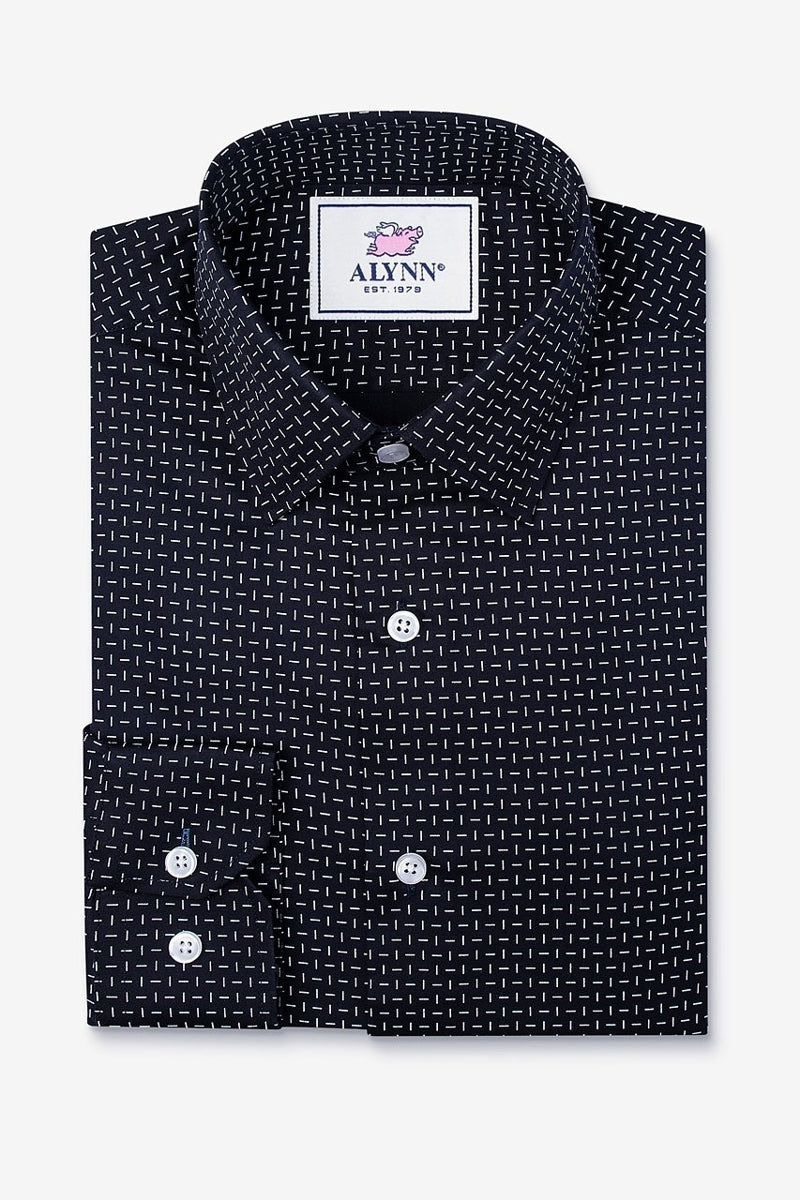 Faire,Alynn, Alynn Navy with White Dot Print Slim Fit Shirt, Blue, Extra Large-48-TagXLSmall-38-TagSMedium-42-TagMLarge-45-TagL
