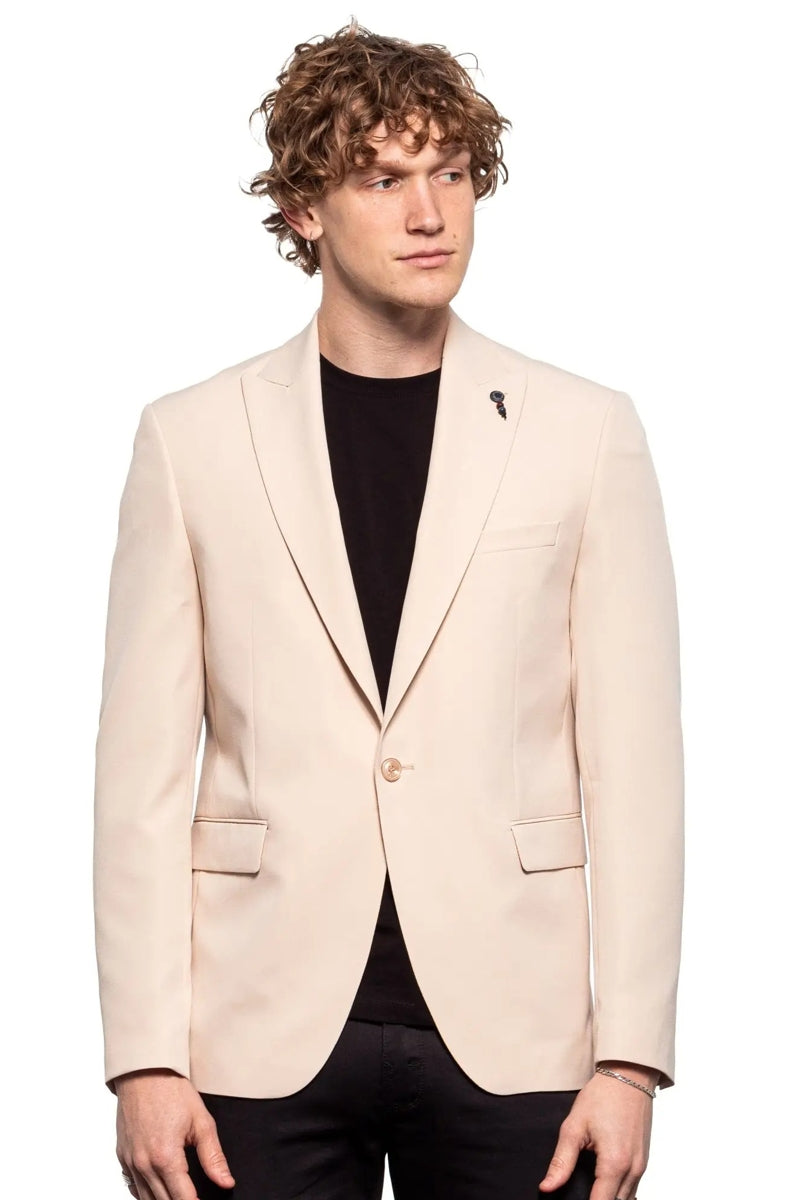 Faire,Eight X, Eight X Beige Twill Slim Blazer, Tan, Small-38-Tag38Extra Large-46-Tag46Large-42-Tag42Extra Extra Large-48-Tag48