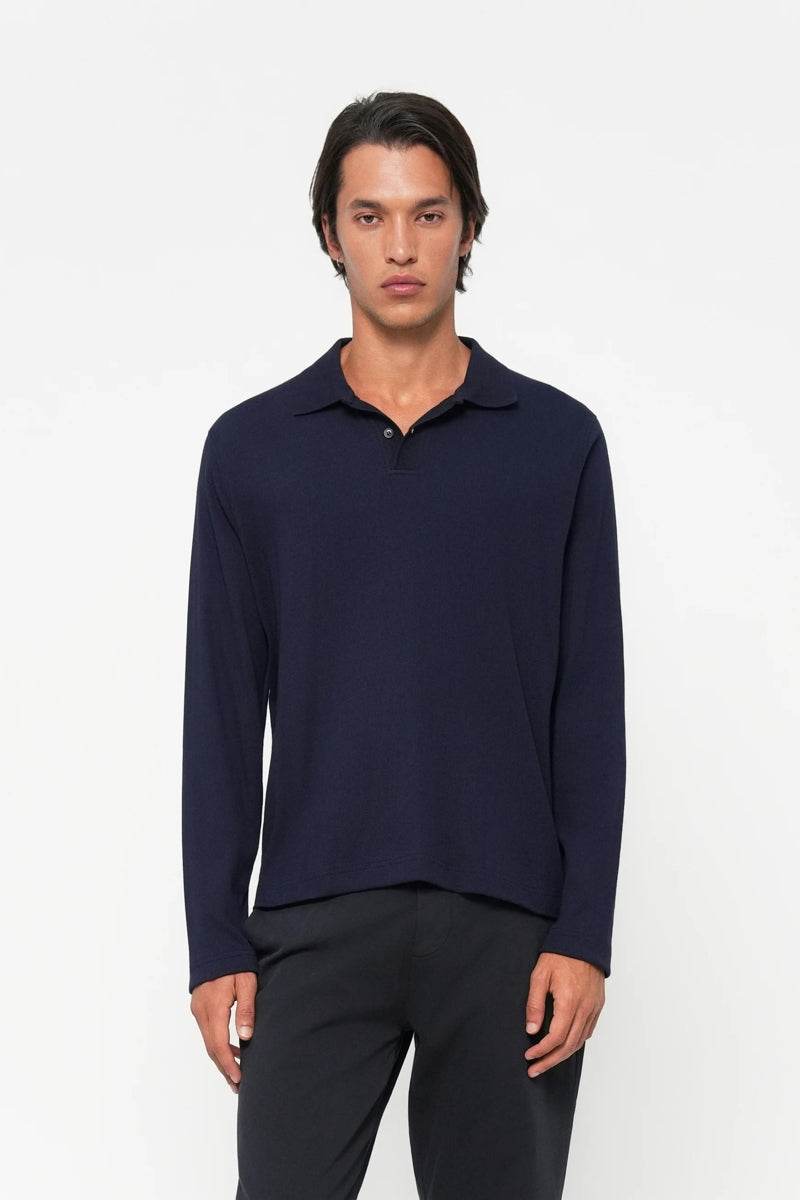 Wholesale,Les Deux, Les Deux Dark Navy Knit Polo, Blue, Medium-44-TagM