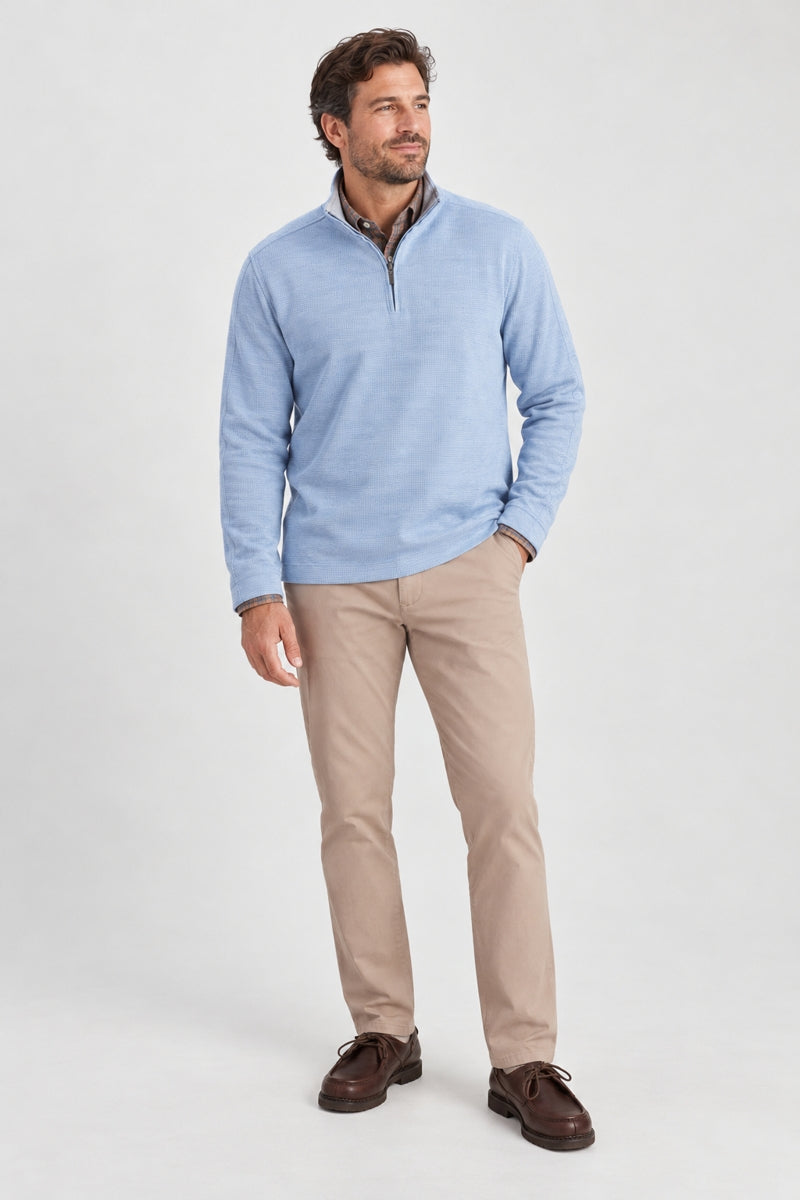 Wholesale,Nicoby Age of Wisdom, Nicoby Age of Wisdom Heather Light Blue Qtr Zip Waffle Pullover, Blue, Large-47-TagL