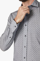 34 Heritage Grey Melange Leaf Print Knit Shirt