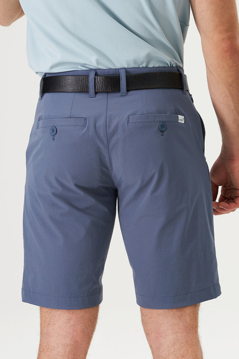 Eubi Stone Blue Golf 9" Shorts with Hidden Drawstrings