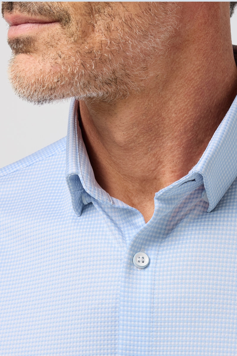 Wholesale,Mizzen + Main, Mizzen + Main Blue/White Gingham No-Tuck Classic Shirt, Blue, Extra Large-52-TagXL