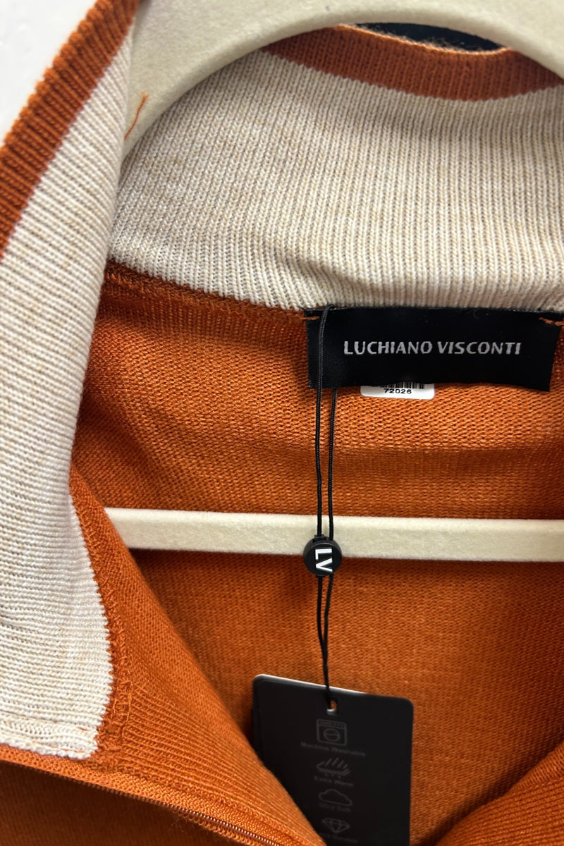 Wholesale,Luchiano Visconti, Luchiano Visconti Pumpink Solid Knit Qtr Zip, Orange, Medium-43-TagMLarge-45-TagLExtra Large-47-TagXL