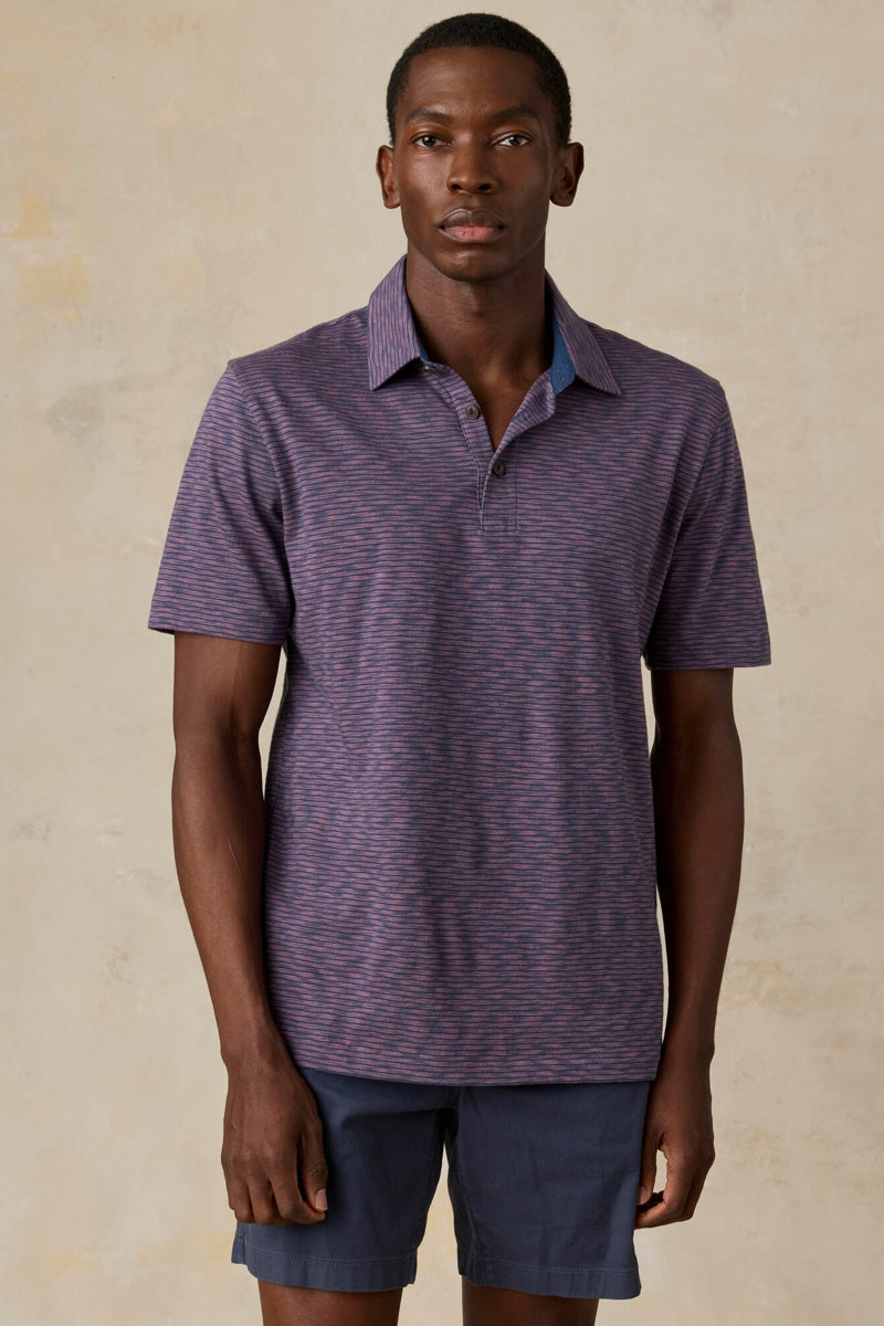 Wholesale,Faherty, Faherty Purple/Navy Stripe Slub Jersey Knit Sunwashed Polo, Purple, Small-40-TagSMedium-42-TagMLarge-45-TagLExtra Large-48-TagXLExtra Extra Large-52-TagXXL