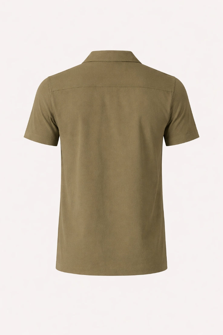 Wholesale,American Heritage, American Heritage Olive Camp Collar Shirt, Green, Medium-44-TagM