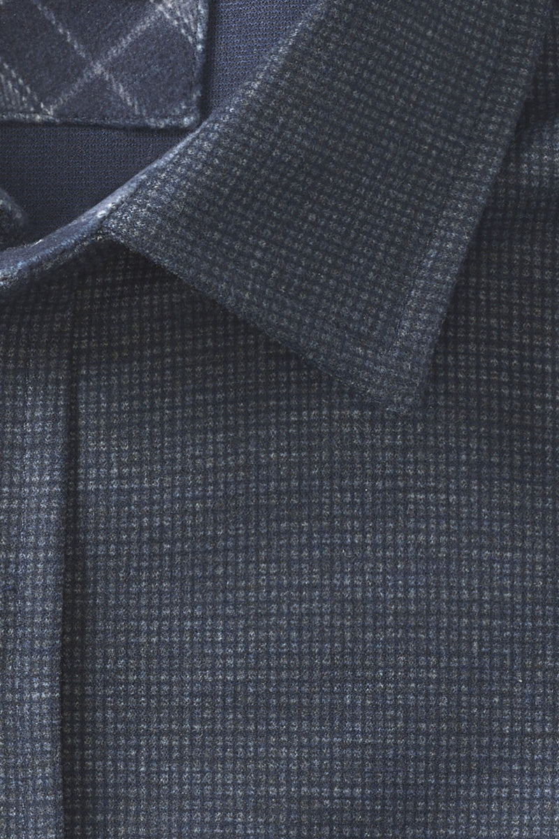 Wholesale,Johnston & Murphy, Johnston & Murphy Navy Mini Gingham Knit Overshirt, Blue, Large-49-TagL