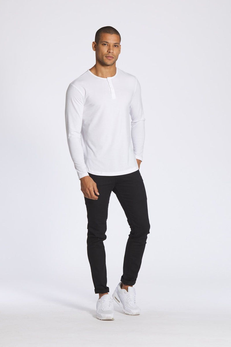 Wholesale,CUTS, CUTS White Curve-Hem Buttery Soft Henley, White, Extra Large-45-TagXL
