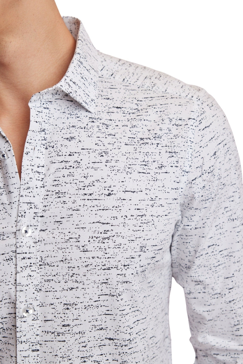 Wholesale,Paisley & Gray, Paisley & Gray White/Black Abstract Print Slim Fit Shirt, White, Extra Large-46-TagXL