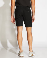 Civil Society Black Linen Blend Tailored 8" Shorts With Half Elastic Waistband