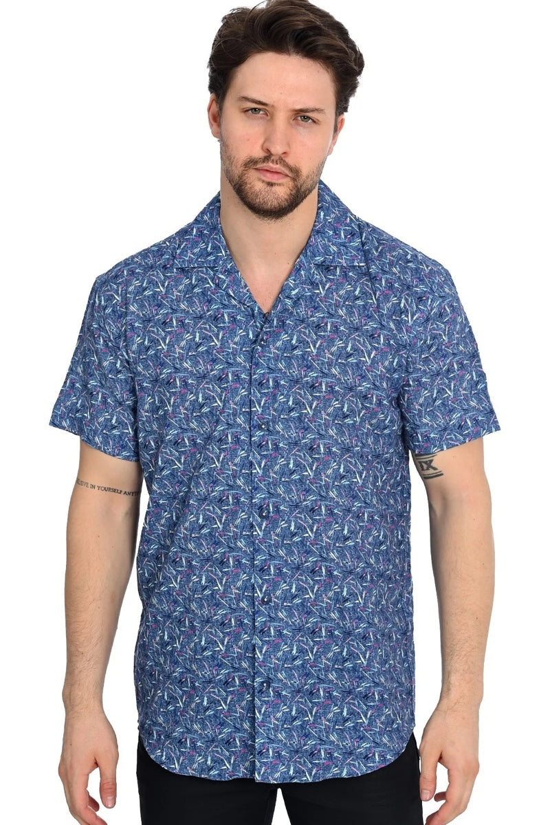 Wholesale,Mizumi, Mizumi Blue Multi Stroke Printed Shirt, Blue, Extra Extra Large-50-TagXXL