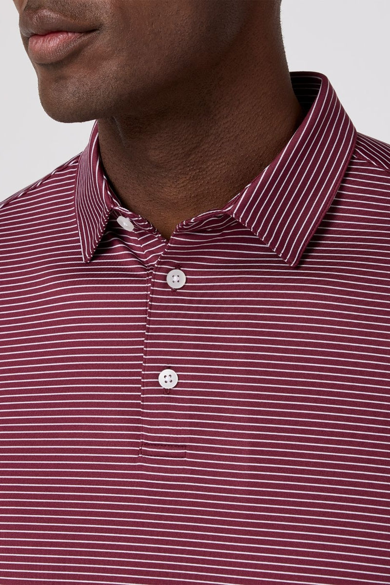 Wholesale,Mizzen + Main, Mizzen + Main Maroon Stripe Performance Trim Fit Polo, Red, Medium-42-TagMLarge-45-TagLExtra Large-48-TagXLSmall-40-TagS