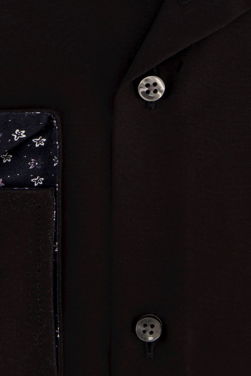 Direct From Brand,R2 Amsterdam, R2 Amsterdam Black Non-iron Cotton Shirt, Black, Medium-43-Tag39