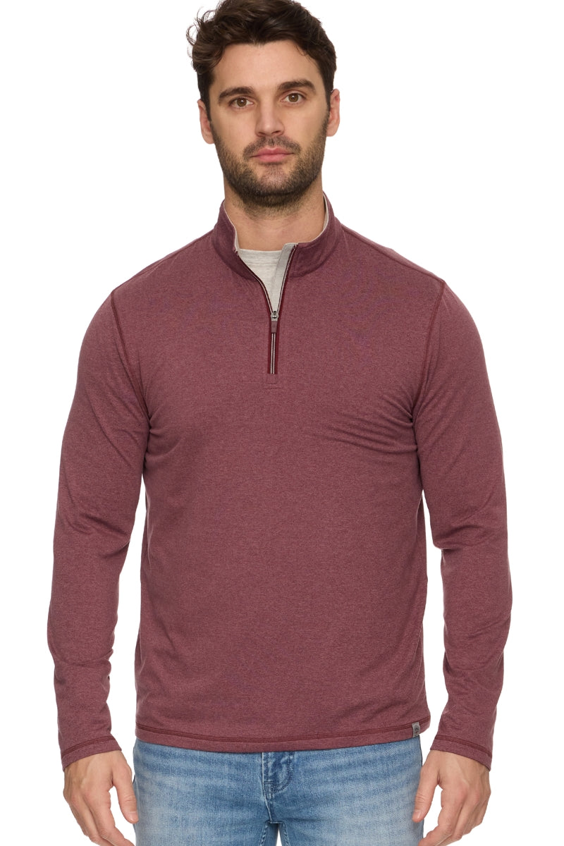 Faire,Flag & Anthem, Flag & Anthem Maroon Stretch Knit Mock Qtr Zip, Red, Medium-43-TagMLarge-46-TagLExtra Large-49-TagXL