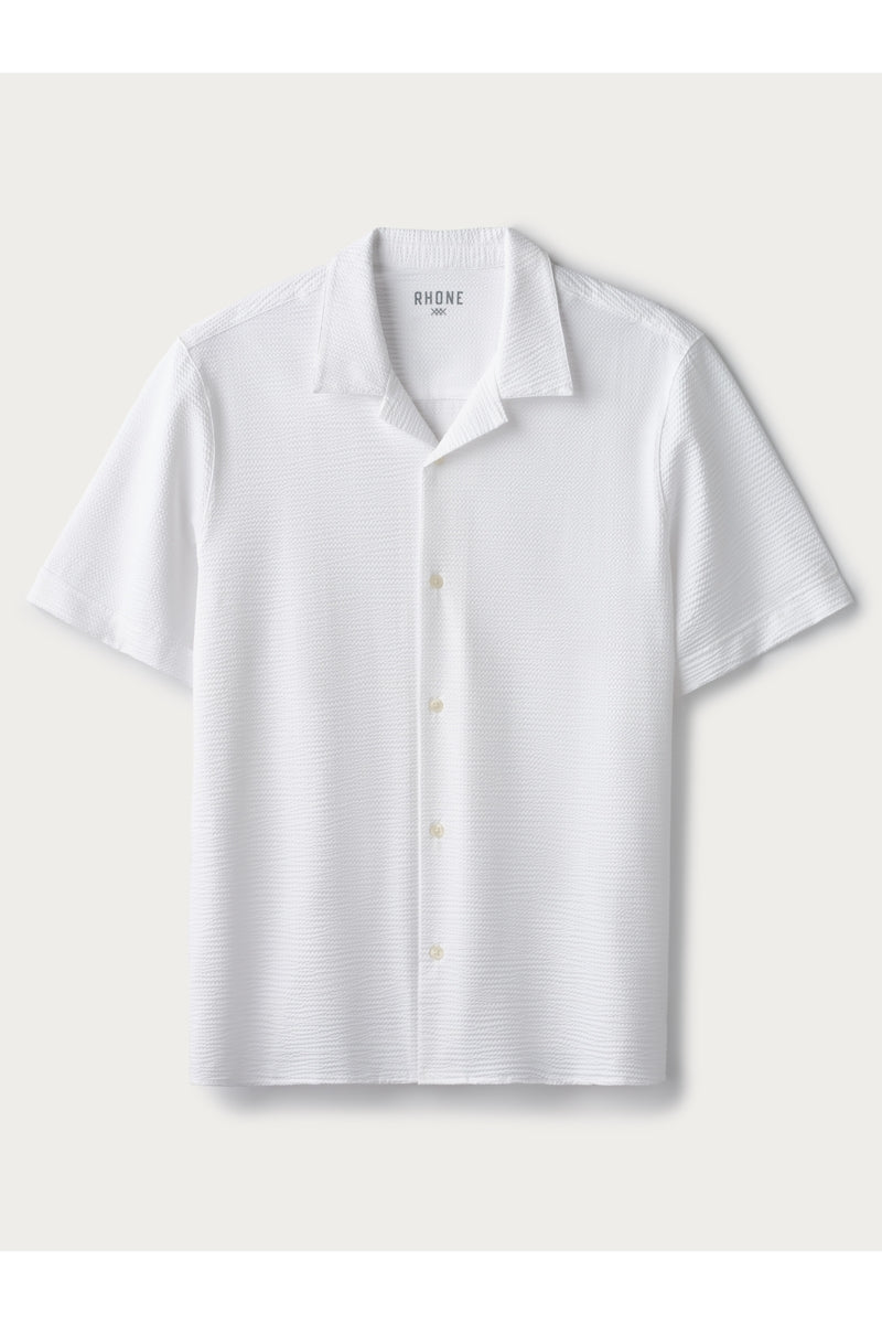 Wholesale,Rhone, Rhone White Seersucker Knit Camp Collar Shirt, White, Medium-45-TagM