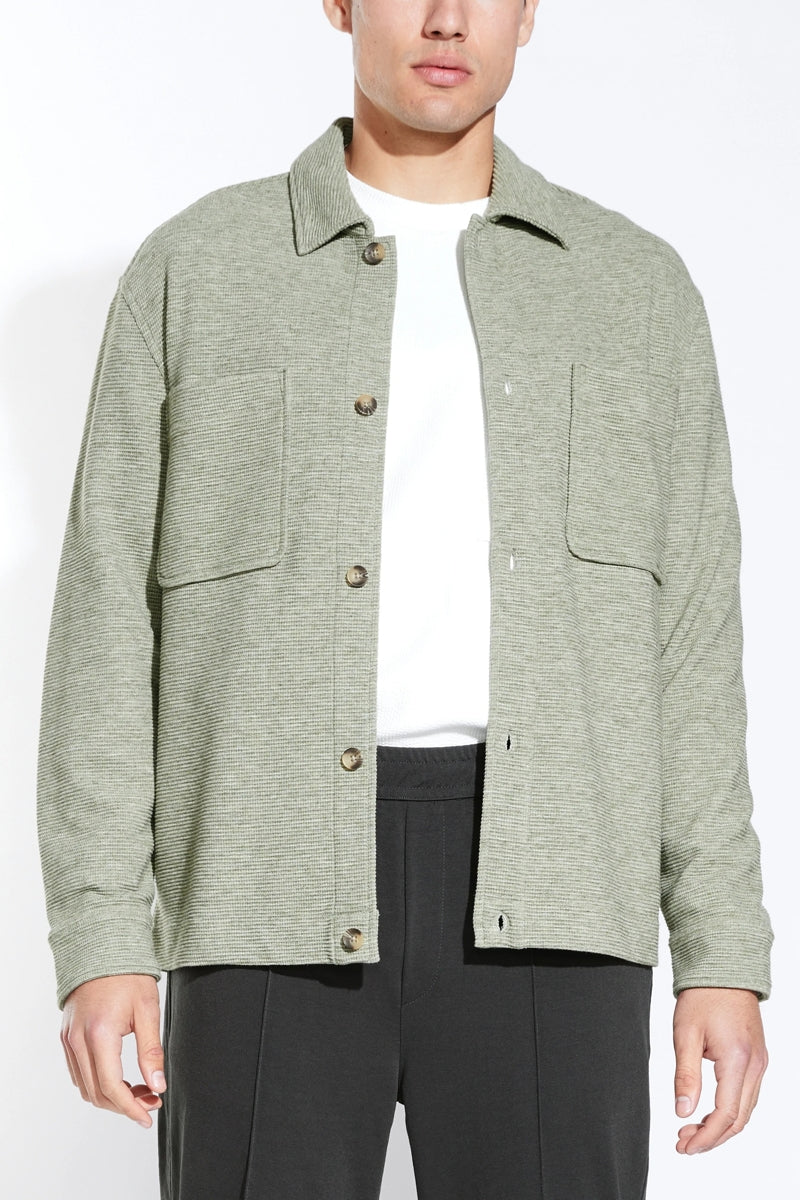 Wholesale,Civil Society, Civil Society Heather Sage Rib Textured Knit Overshirt, Green, Large-46-TagL