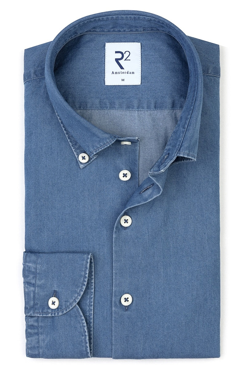 Direct From Brand,R2 Amsterdam, R2 Amsterdam Denim Blue Shirt, Blue, Extra Large-49-TagXL
