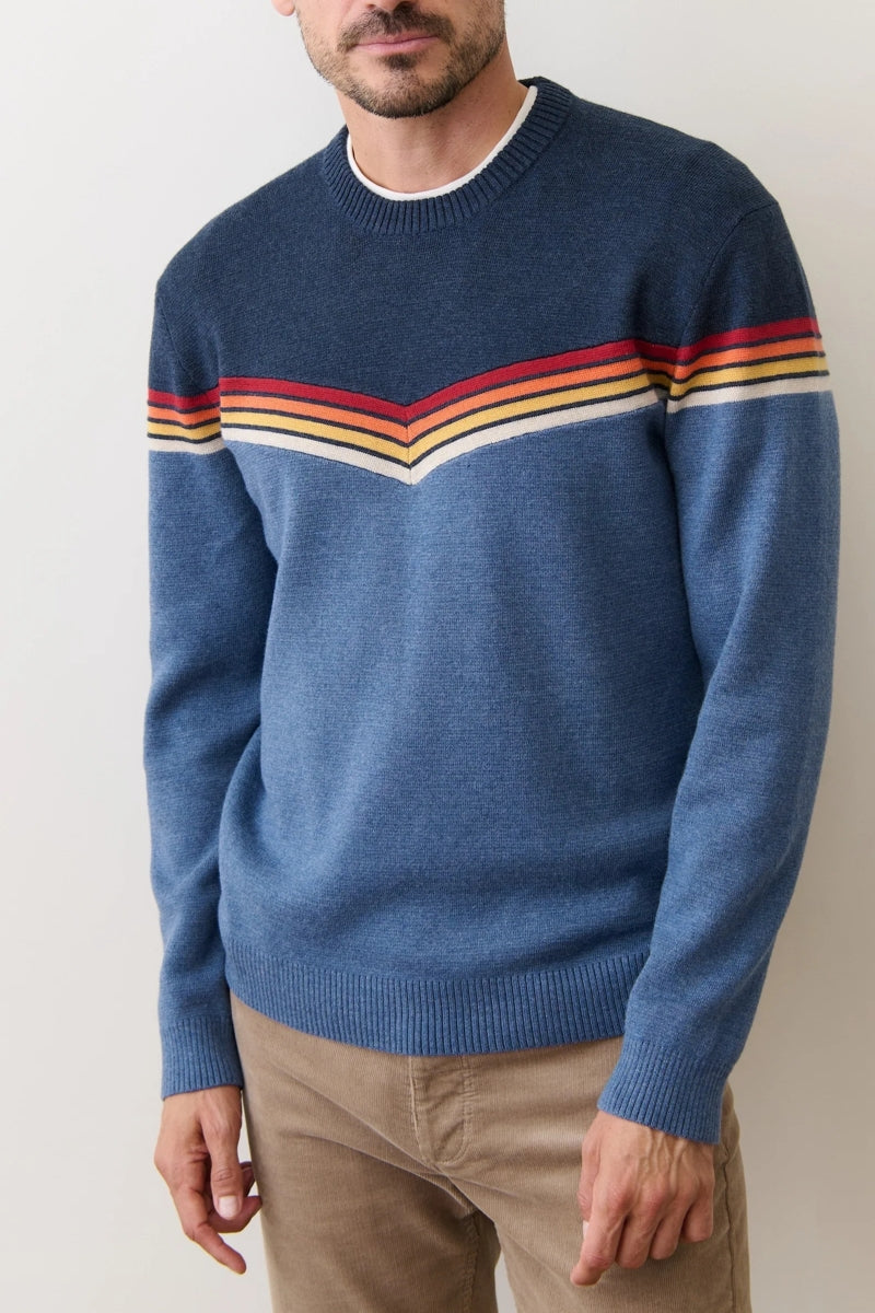 Wholesale,Marine Layer, Marine Layer Navy Colorblock Multi Stripe Fleece Sweater, Blue, Extra Large-48-TagXL