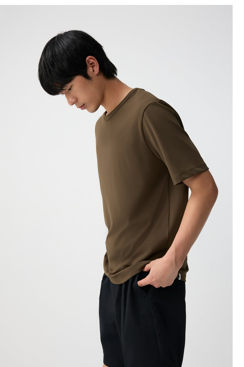 Direct From Brand,FYNE, FYNE Dark Olive Moisture Absorption T-Shirt, Green, Medium-42-TagM