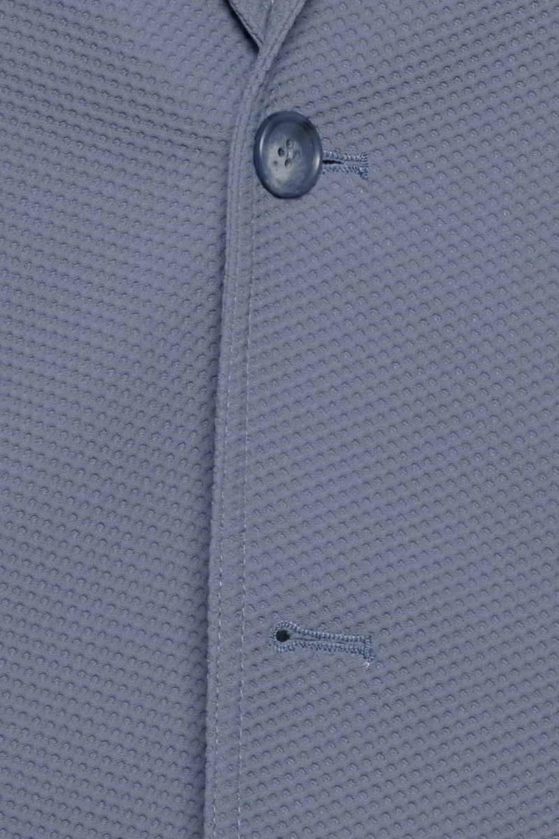 Direct From Brand,R2 Amsterdam, R2 Amsterdam Denim Blue Textured Stretch Travel Blazer, Blue, Medium-40-Tag50Large-42-Tag52Large-42-Tag54Large-44-Tag56Extra Large-46-Tag58