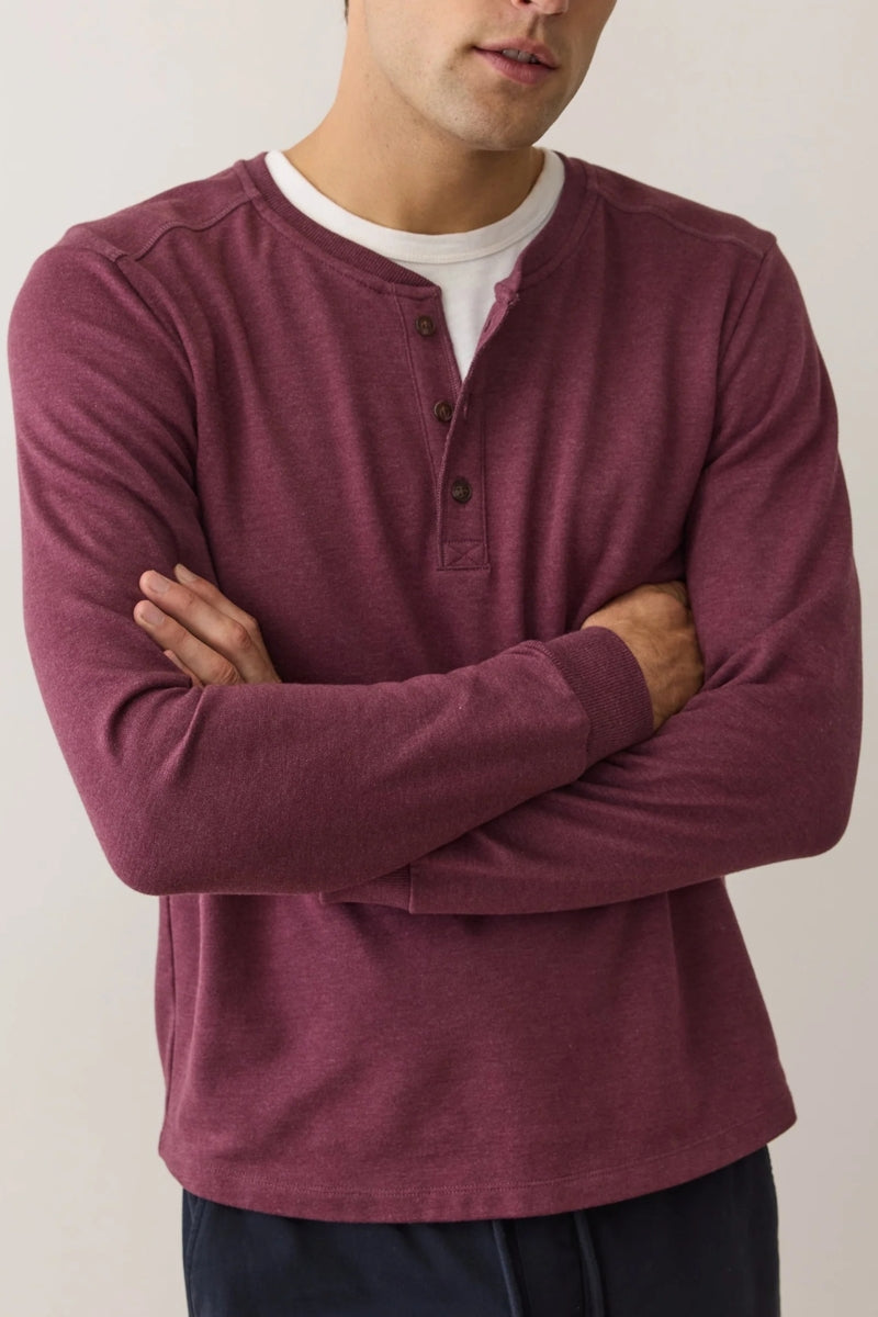 Wholesale,Marine Layer, Marine Layer Fig Stretch Henley, Purple, Small-41-TagSMedium-44-TagMLarge-47-TagLExtra Large-50-TagXLExtra Extra Large-52-TagXXL